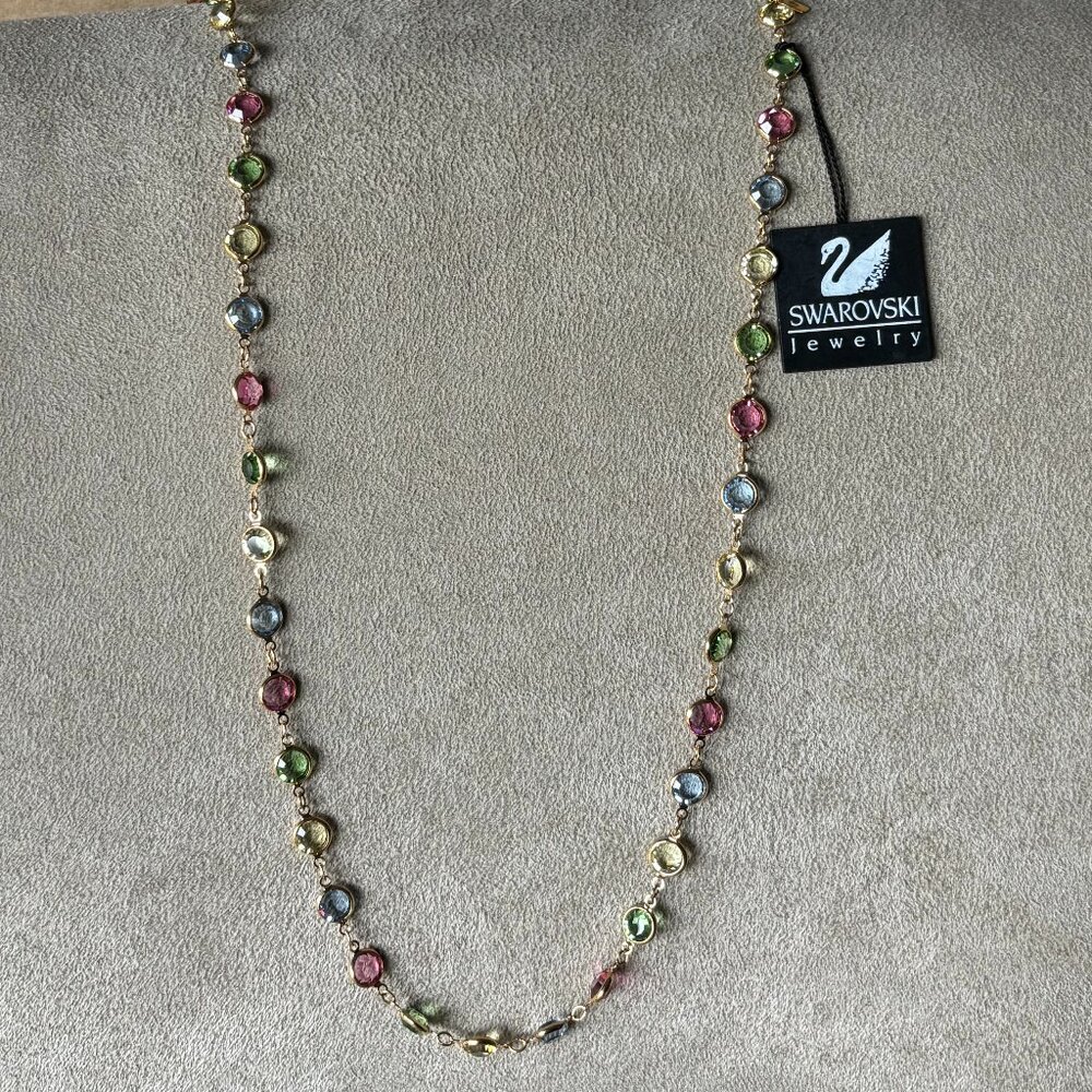 Swarovski Crystal Bezel Necklace Pastel NWT